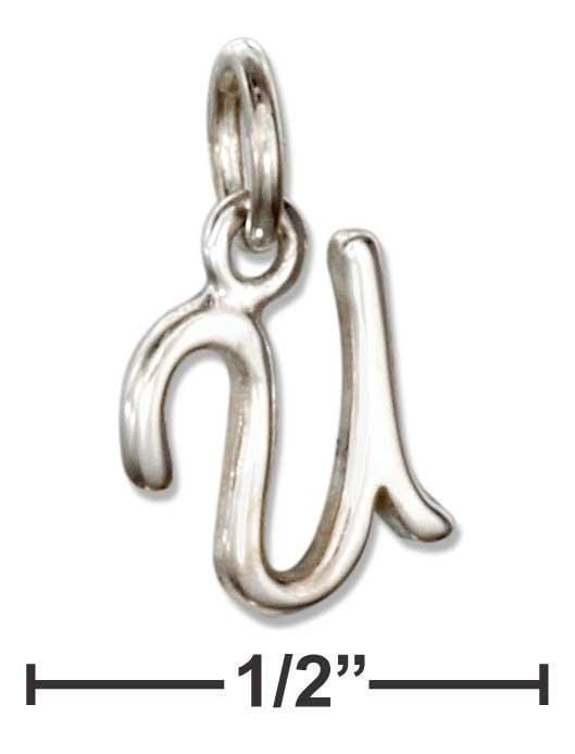 Silver Charms & Pendants Sterling Silver Letter "u" Script Initial Charm JadeMoghul