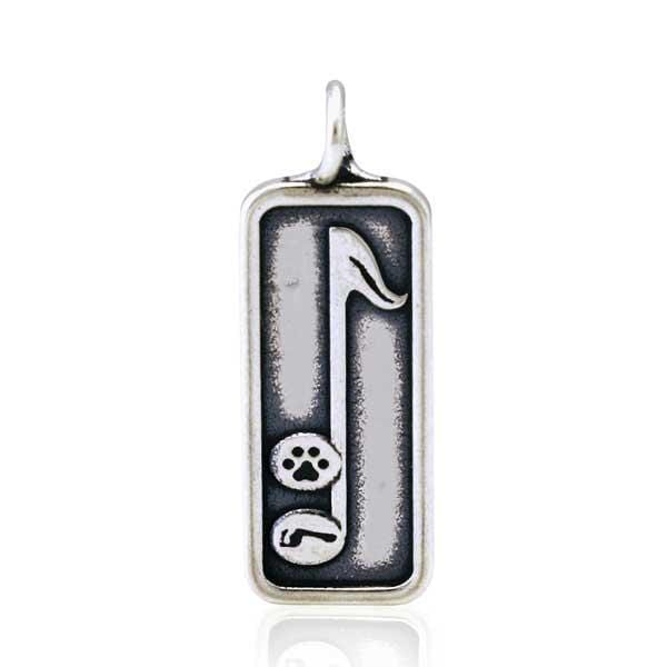 Silver Charms & Pendants Sterling Silver Living In Harmony Musical Notes Paw Print And Foot Print Pendant JadeMoghul