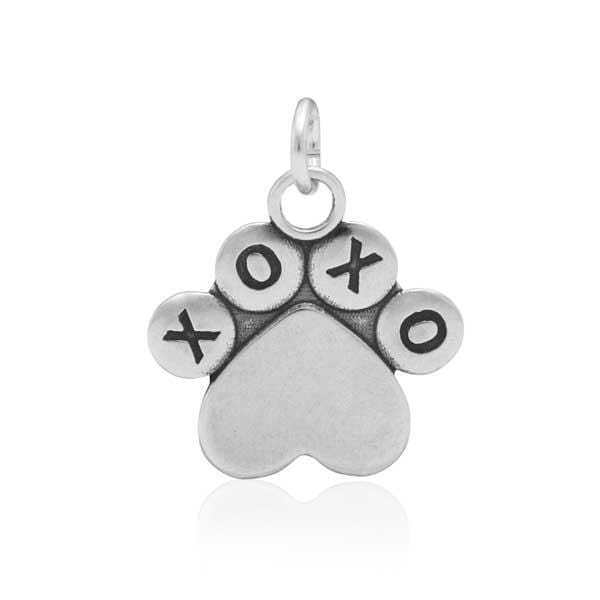 Silver Charms & Pendants Sterling Silver Love Ya Heart Shaped Dog Paw Print Pendant With Xoxo JadeMoghul