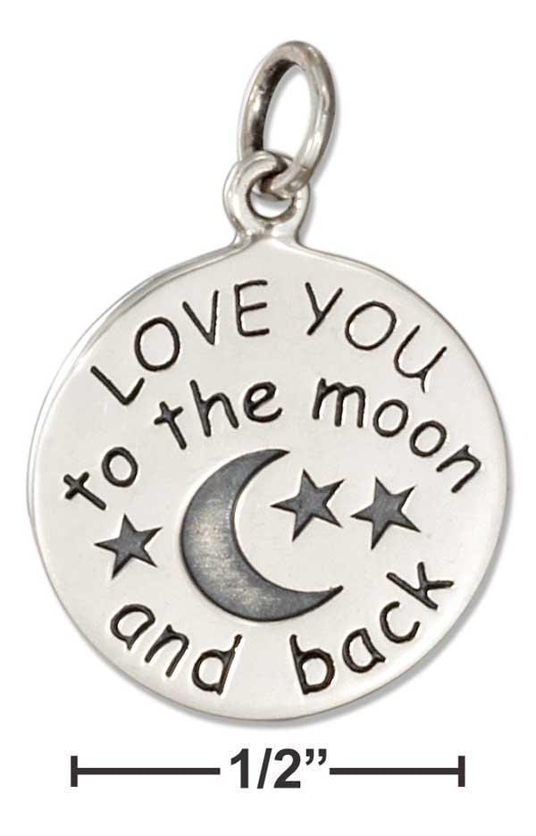 Silver Charms & Pendants Sterling Silver "Love You To The Moon And Back" Message Charm JadeMoghul Inc.