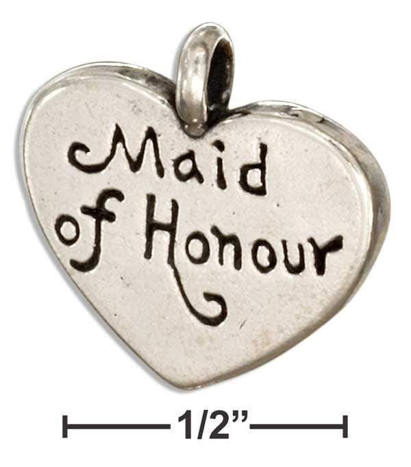 Silver Charms & Pendants Sterling Silver "Maid Of Honor" Heart Message Pendant JadeMoghul Inc.