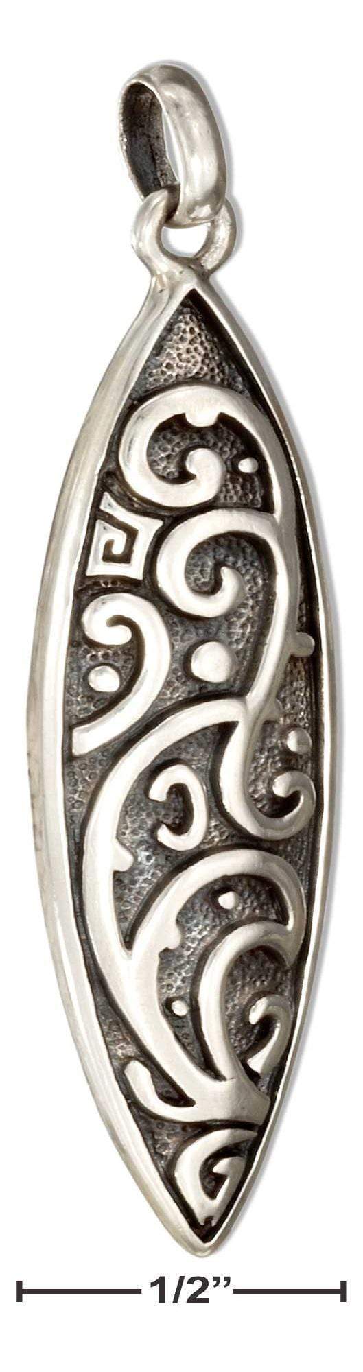 Silver Charms & Pendants Sterling Silver Marquise Shape Celtic Maori Scrolled Surfboard Pendant JadeMoghul