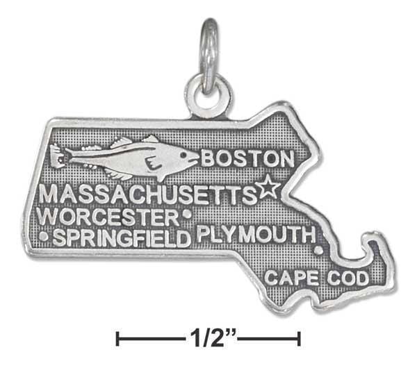 Silver Charms & Pendants Sterling Silver Massachusetts State Charm JadeMoghul Inc.