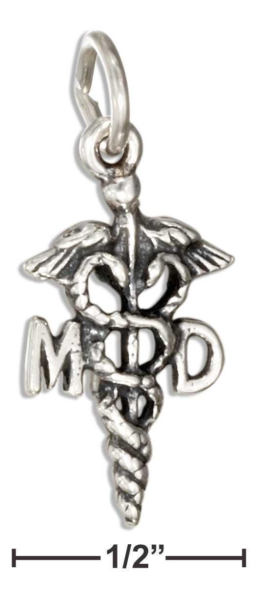 Silver Charms & Pendants Sterling Silver Medical Doctor "md" Caduceus Charm JadeMoghul