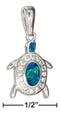 Silver Charms & Pendants Sterling Silver Micro Pave Cubic Zirconia And Synthetic Blue Opal Turtle Pendant JadeMoghul