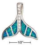 Silver Charms & Pendants Sterling Silver Micro Pave Cubic Zirconia And Synthetic Blue Opal Whale Tail Pendant JadeMoghul