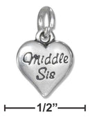 Silver Charms & Pendants STERLING SILVER MIDDLE SIS SMALL HEART CHARM JadeMoghul