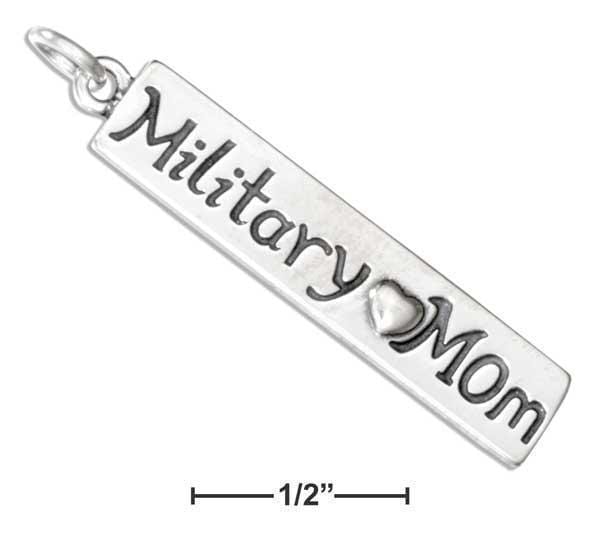 Silver Charms & Pendants Sterling Silver "Military Mom" Charm With Heart JadeMoghul Inc.