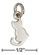 Silver Charms & Pendants Sterling Silver Mini Silhouette Sitting Cat Charm JadeMoghul