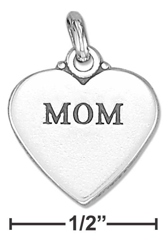 Silver Charms & Pendants Sterling Silver "Mom" Affirmation Heart Charm JadeMoghul Inc.