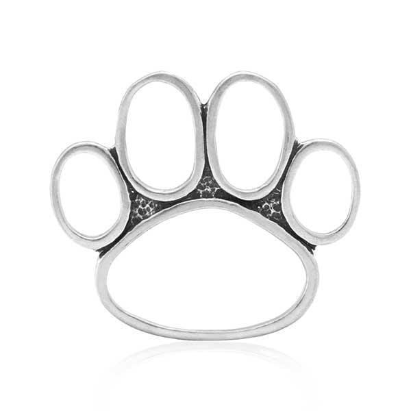 Silver Charms & Pendants Sterling Silver Monster Paw Pendant Extra Large Open Dog Paw Print JadeMoghul Inc.
