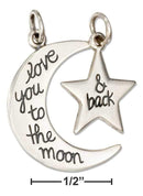 Silver Charms & Pendants Sterling Silver Moon And Star "Love You To The Moon & Back Message Charm Set JadeMoghul Inc.