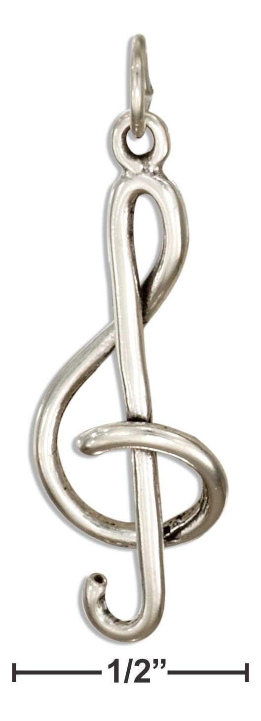 Silver Charms & Pendants Sterling Silver Musical G-Clef Treble Clef Charm JadeMoghul Inc.