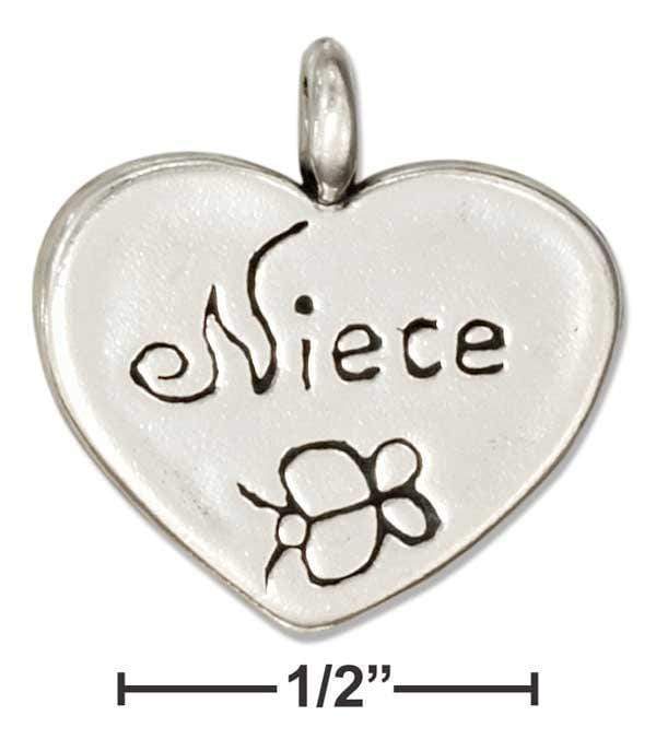 Silver Charms & Pendants Sterling Silver "niece" Message Heart Pendant JadeMoghul