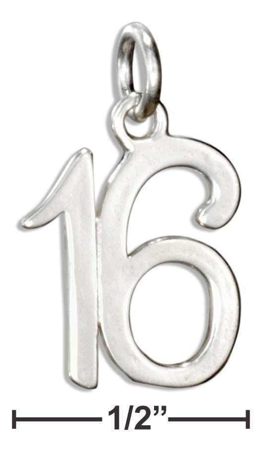 Silver Charms & Pendants Sterling Silver Number "16" Charm JadeMoghul Inc.