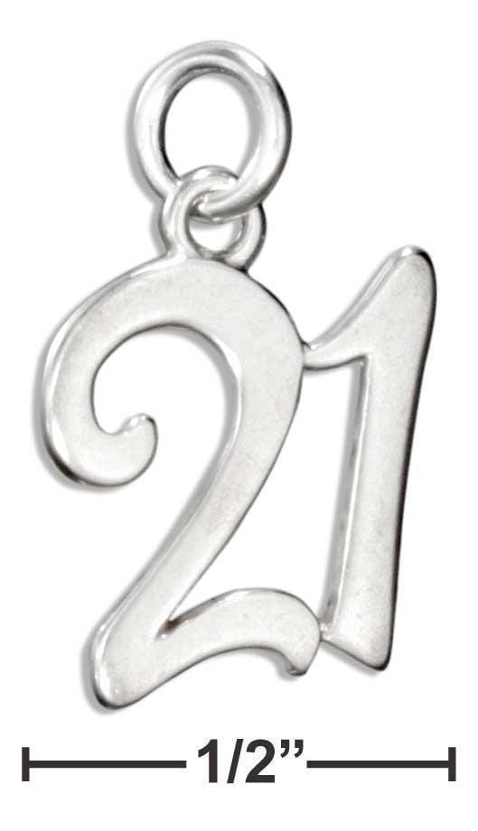 Silver Charms & Pendants Sterling Silver Number "21" Charm JadeMoghul Inc.