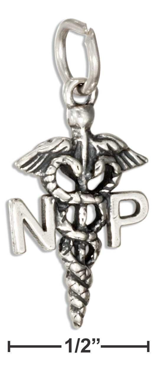 Silver Charms & Pendants Sterling Silver Nurse Practitioner "np" Caduceus Charm JadeMoghul