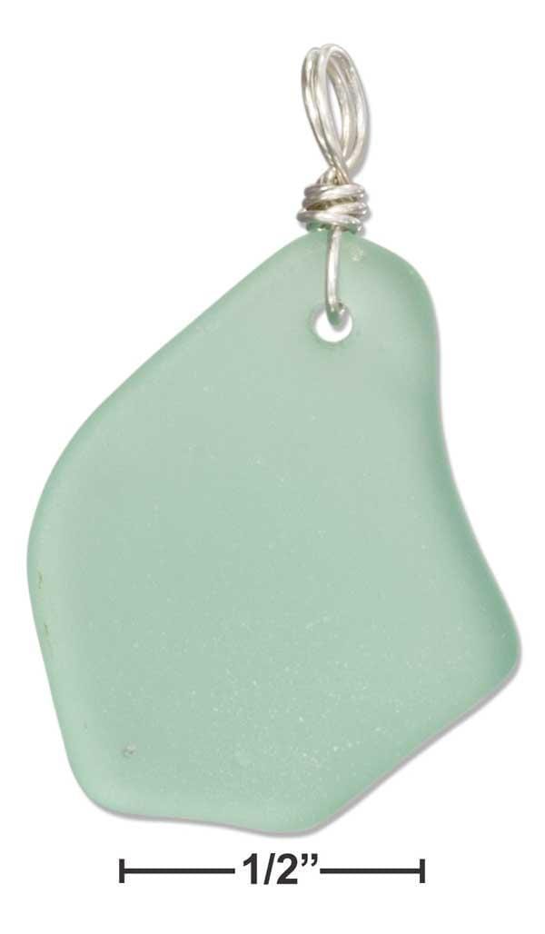 Silver Charms & Pendants Sterling Silver Ocean Green Freeform Sea Glass Pendant JadeMoghul