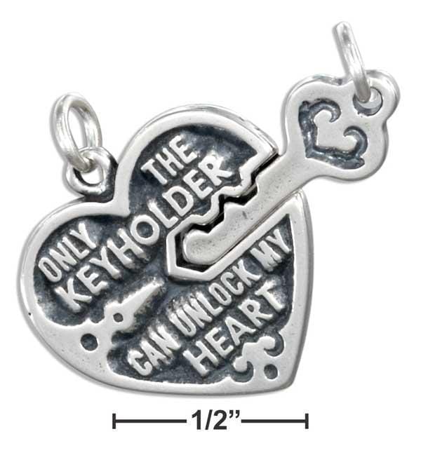 Silver Charms & Pendants STERLING SILVER "ONLY THE KEYHOLDER CAN UNLOCK MY HEART" CHARM JadeMoghul