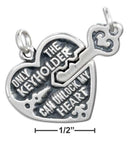 Silver Charms & Pendants Sterling Silver "Only The Keyholder Can Unlock My Heart" Charm JadeMoghul Inc.