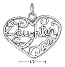 Silver Charms & Pendants Sterling Silver Open Filigree Heart "Daughter" Charm JadeMoghul Inc.