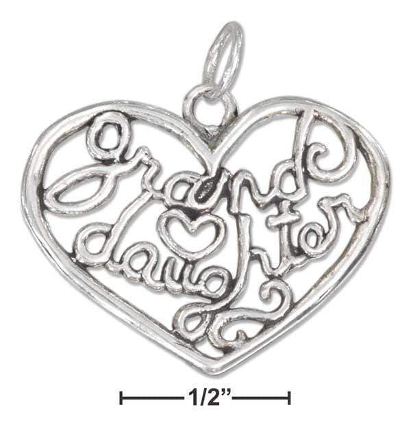 Silver Charms & Pendants Sterling Silver Open Filigree Heart "Granddaughter" Charm JadeMoghul Inc.