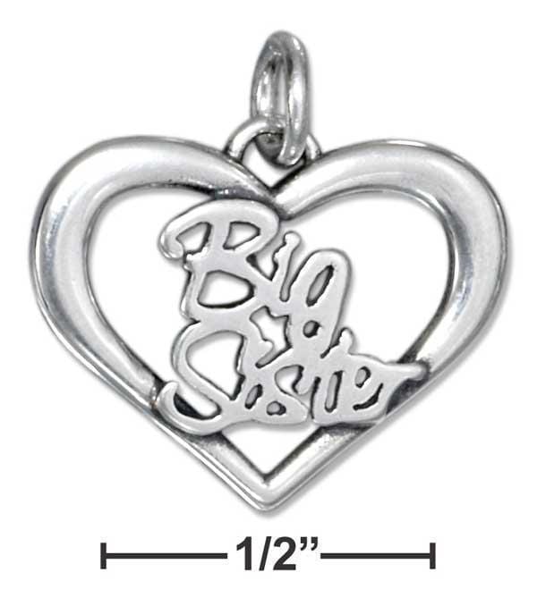 Silver Charms & Pendants STERLING SILVER OPEN HEART BIG SISTER CHARM JadeMoghul