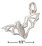 Silver Charms & Pendants Sterling Silver Open Work Silhouette Flying Bat Charm JadeMoghul