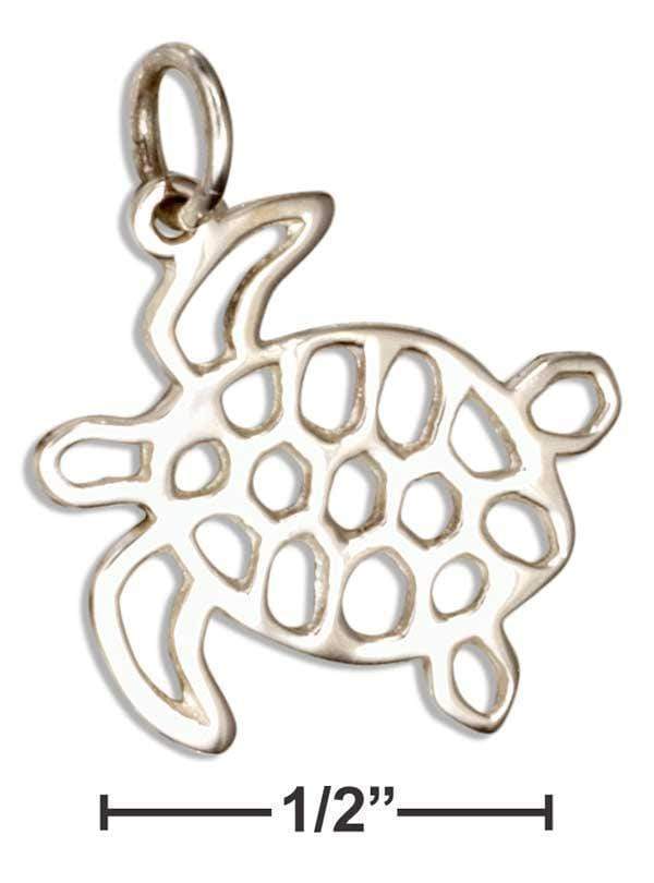 Silver Charms & Pendants Sterling Silver Open Work Silhouette Turtle Charm JadeMoghul