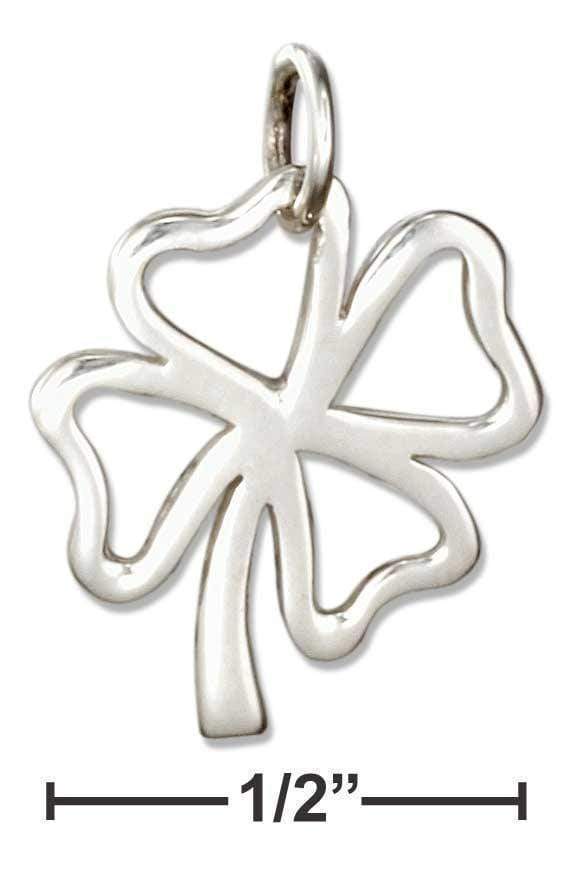 Silver Charms & Pendants Sterling Silver Outline Four Leaf Clover Charm JadeMoghul Inc.