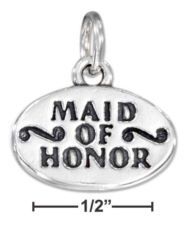 Silver Charms & Pendants Sterling Silver Oval "Maid Of Honor" Charm JadeMoghul Inc.