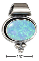 Silver Charms & Pendants STERLING SILVER OVAL SYNTHETIC BLUE OPAL SLIDE PENDANT JadeMoghul