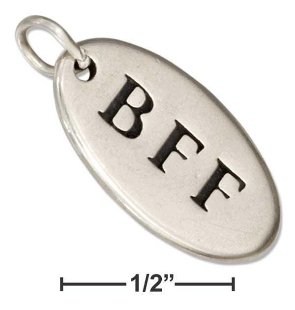 Silver Charms & Pendants Sterling Silver Oval Tag With "Bff" Message Charm JadeMoghul Inc.