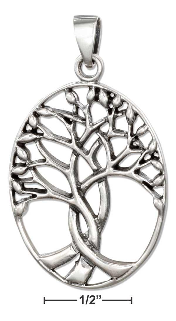 Silver Charms & Pendants Sterling Silver Oval Tree Of Life Pendant JadeMoghul