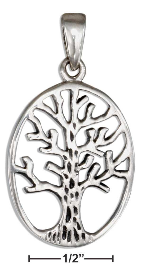 Silver Charms & Pendants STERLING SILVER OVAL TREE OF LIFE PENDANT JadeMoghul