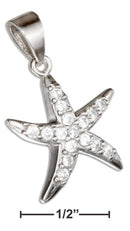 Silver Charms & Pendants Sterling Silver Pave Cubic Zirconia Starfish Pendant JadeMoghul Inc.
