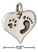 Silver Charms & Pendants Sterling Silver Paw Print Footprint Heart Charm Pendant JadeMoghul Inc.