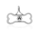 Silver Charms & Pendants Sterling Silver Paws Off My Bone Dog Bone Pendant With Paw Print JadeMoghul