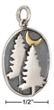 Silver Charms & Pendants Sterling Silver Pine Trees Oval Charm With Bronze Moon JadeMoghul