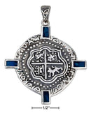 Silver Charms & Pendants Sterling Silver Pirate Coin Pendant With Paua Shell Inlay JadeMoghul Inc.