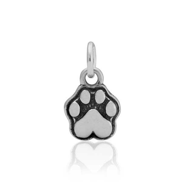 Silver Charms & Pendants Sterling Silver Pitter Patter Paws Dainty Heart Shaped Dog Paw Print Charm JadeMoghul Inc.