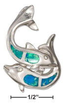 Silver Charms & Pendants Sterling Silver Playful Double Dolphin Pendant With Synthetic Opal Inlay JadeMoghul