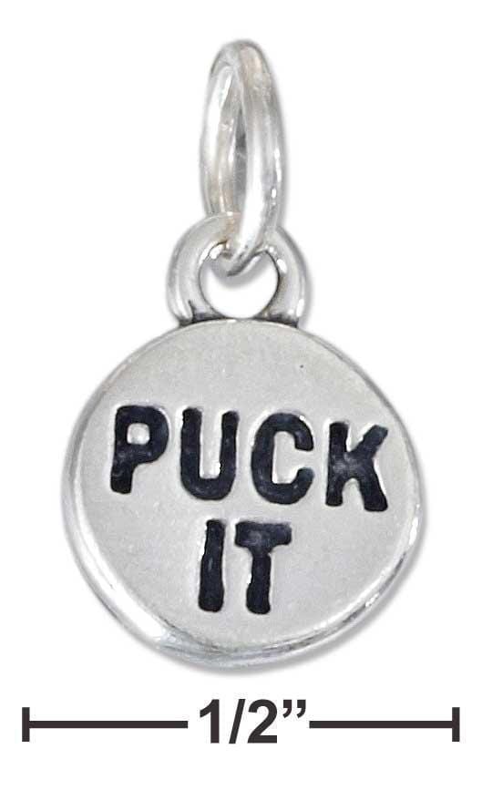 Silver Charms & Pendants Sterling Silver "Puck It" Hockey Puck Charm JadeMoghul Inc.