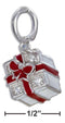 Silver Charms & Pendants Sterling Silver Red And White Enamel Present Box Charm JadeMoghul Inc.