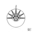 Silver Charms & Pendants Sterling Silver Rising Sun Pendant With Paw Print Center JadeMoghul