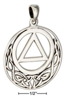 Silver Charms & Pendants Sterling Silver Round Aa Recovery Symbol Pendant With Celtic Knots JadeMoghul