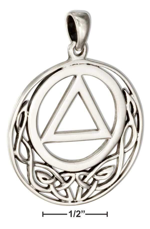 Silver Charms & Pendants Sterling Silver Round Aa Recovery Symbol Pendant With Celtic Knots JadeMoghul