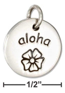 Silver Charms & Pendants Sterling Silver Round "Aloha" Message Charm With Flower JadeMoghul Inc.