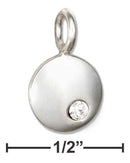 Silver Charms & Pendants Sterling Silver Round April Birthstone Clear Crystal Charm JadeMoghul