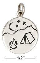 Silver Charms & Pendants Sterling Silver Round Campfire Scene Charm JadeMoghul